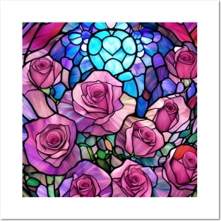 Stained Glass Roses Posters and Art